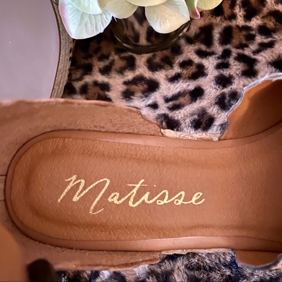 Matisse tan leather & calf hair leopard wedge sandals  Size:9 - Picture 7 of 8